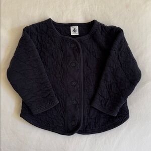 Petit Bateau - Organic Cotton Quilted Baby Cardigan Navy, Size 3Y